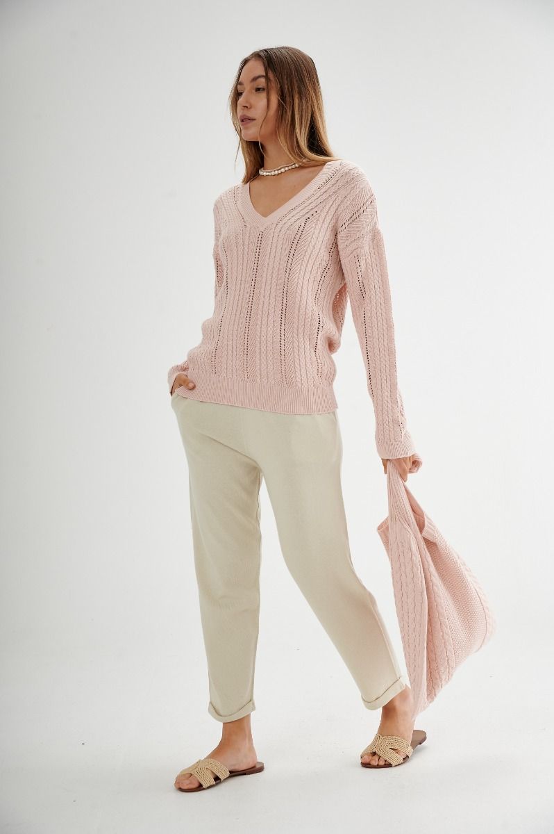 Cartera Tejida Trenzas Rosa
