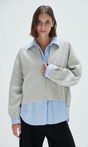Parka Tejida Bomber Juana Gris Claro
