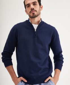 Sweater Cuello Bicolor Azul Marino