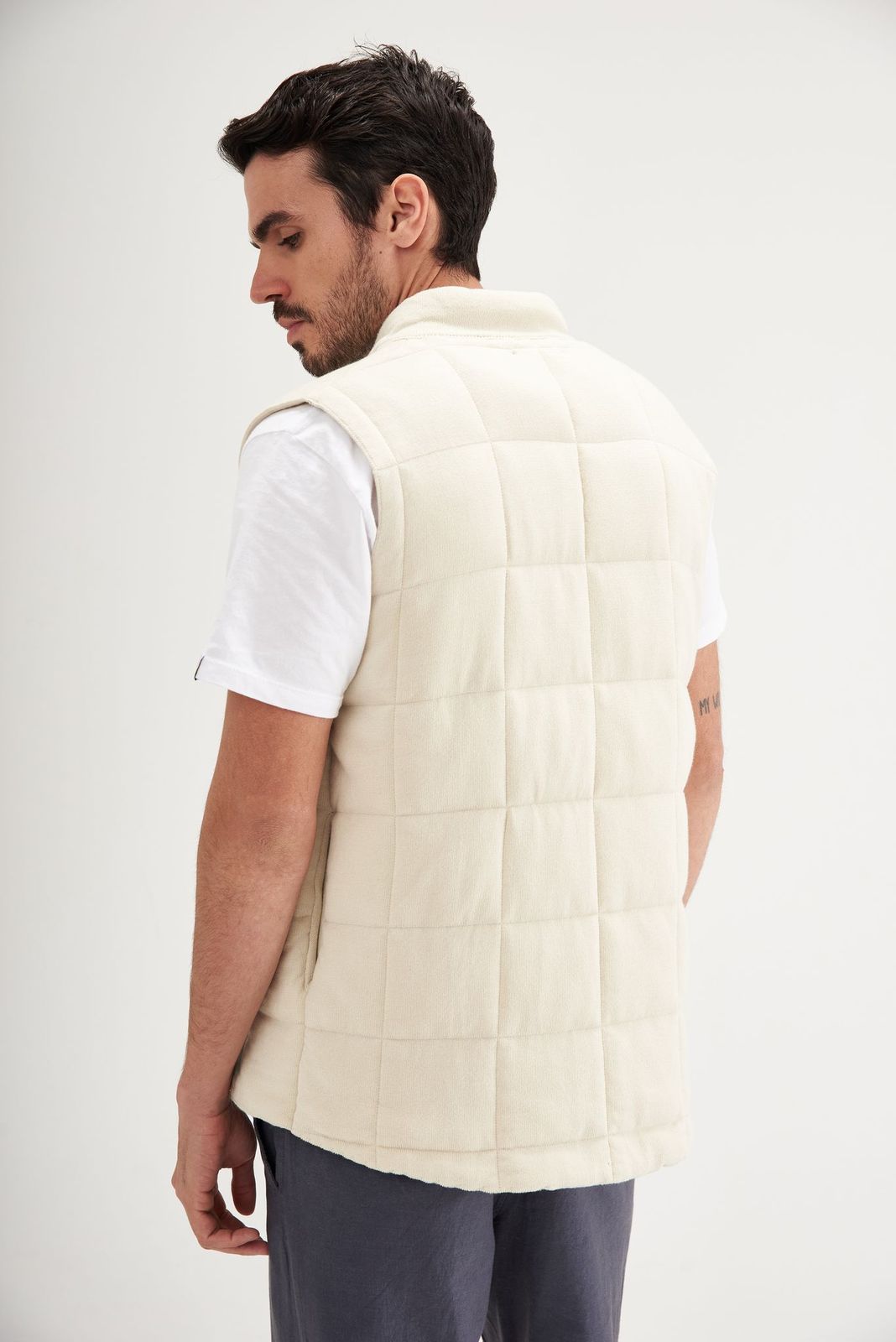 Parka sin Mangas Cuadros Natural - Imagen 5