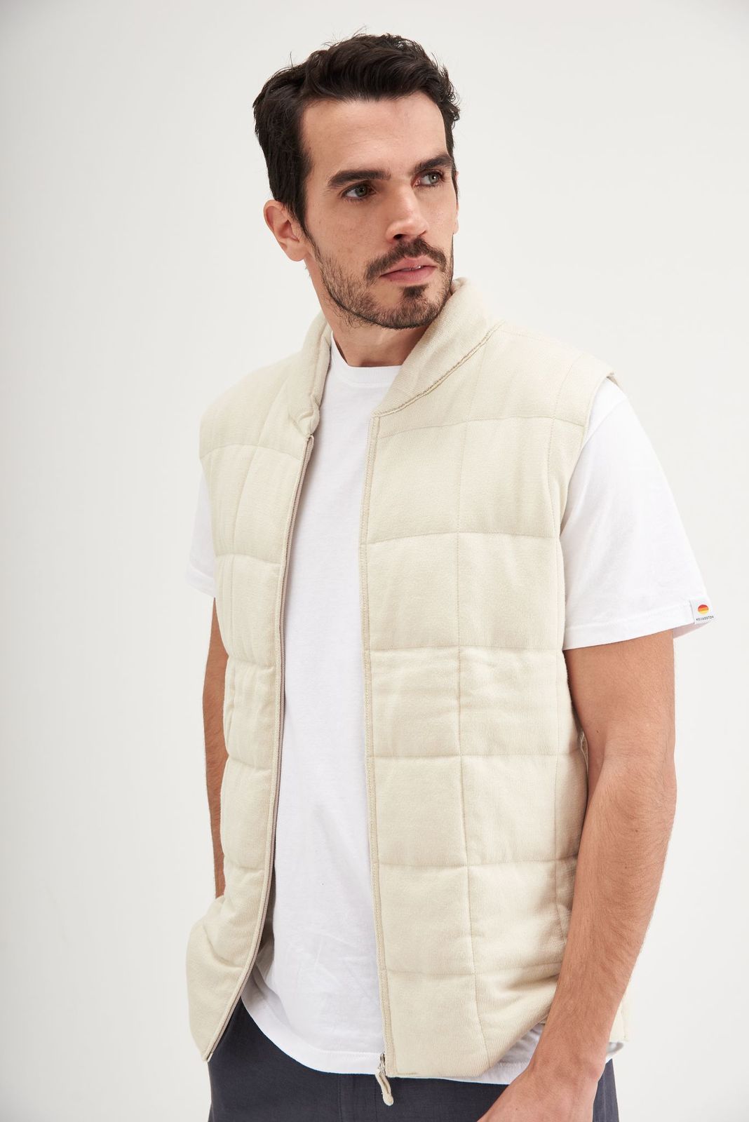 Parka sin Mangas Cuadros Natural