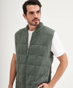 Parka sin Mangas Cuadros Cemento