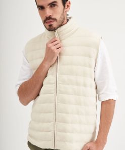 Parka sin Mangas Franjeada Natural