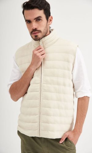 Parka sin Mangas Franjeada Natural