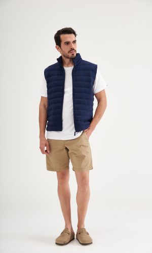 Parka sin Mangas Franjeada Azul Marino