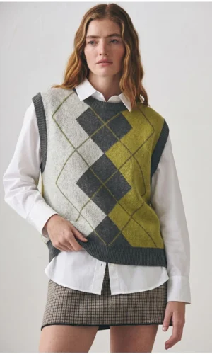 Sweater sin Mangas Damero Grafito