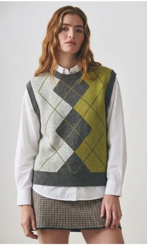 Sweater sin Mangas Damero Grafito - Imagen 3