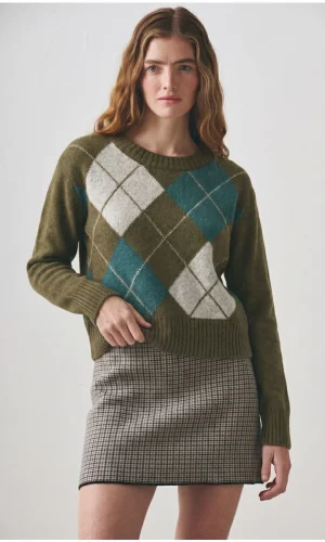 Sweater Rombos Damero Verde Seco