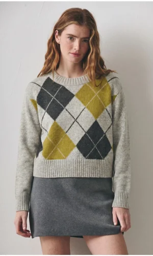 Sweater Rombos Damero Gris Perla