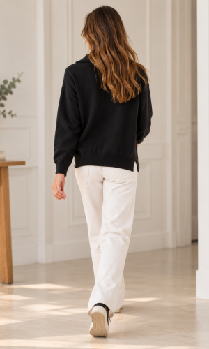 Sweater Cuello Polo Negro - Imagen 3