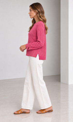 Sweater Calado Linda Fucsia