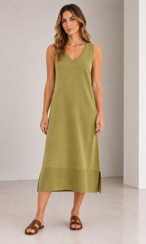 Vestido en V Cala Verde Seco