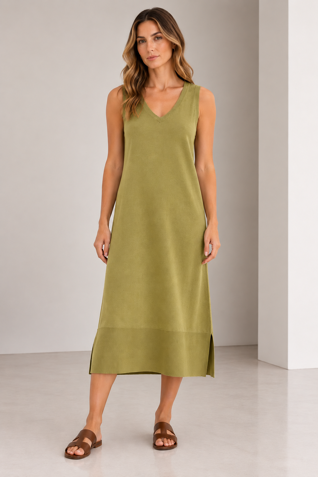 Vestido en V Cala Verde Seco
