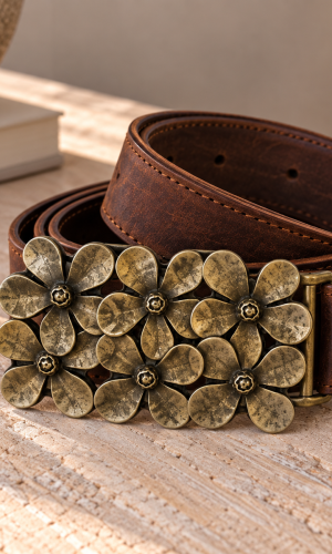 Alternative view of Cinturon Cuero Chocolate Flores