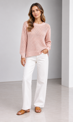 Sweater Calado Linda Rosa