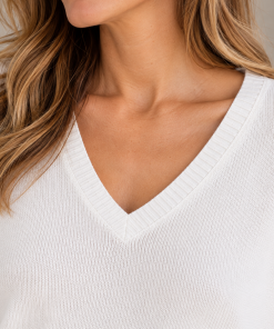 Sweater en V Bianca Blanco