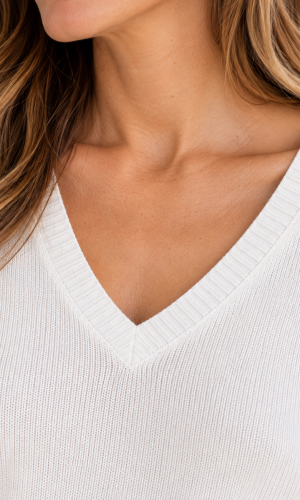 Sweater en V Bianca Blanco