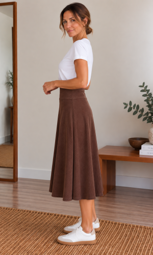 Alternative view of Falda Boyero Angora Chocolate
