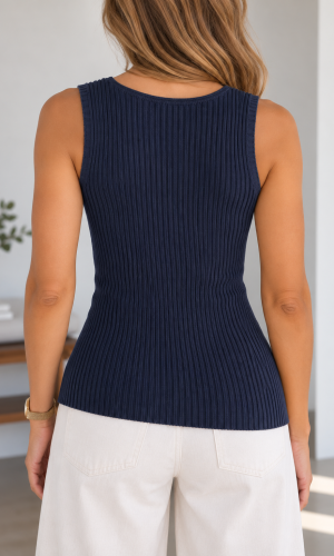 Polera Asimétrica Azul Marino - Imagen 3