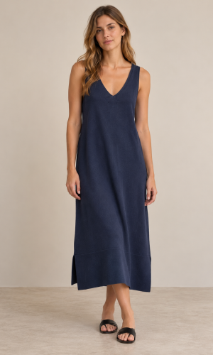 Vestido en V Cala Azul Marino
