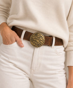 Cinturon Cuero Chocolate Circulo Dora