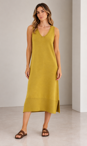 Vestido en V cala Amarillo