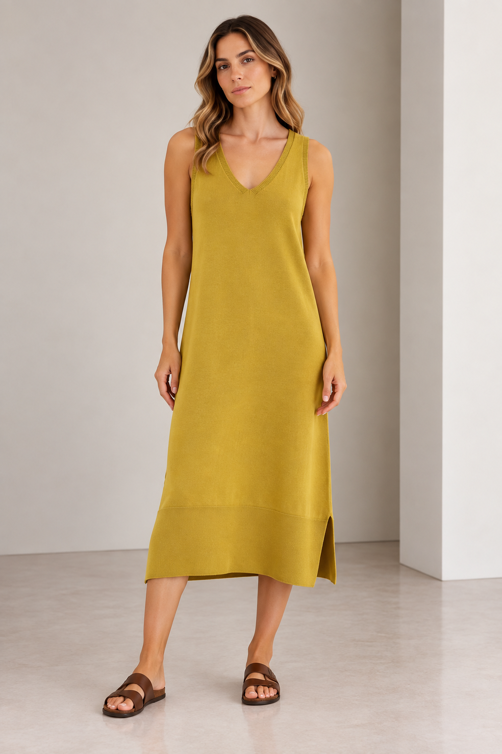 Vestido en V cala Amarillo