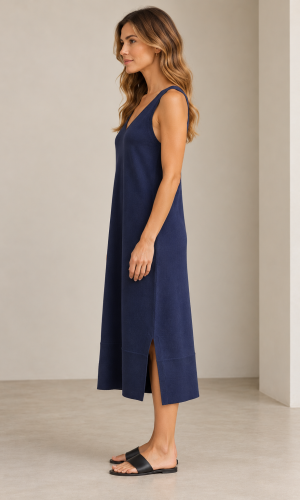 Vestido en V Cala Azul Marino - Imagen 2