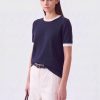 Polera Bordes Contratono Marino con Blanco