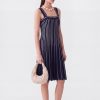 Vestido Acampanado Marti Marino con Blanco