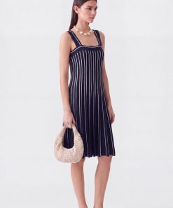 Vestido Acampanado Marti Marino con Blanco
