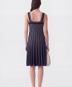 Vestido Acampanado Marti Marino con Blanco