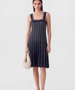 Vestido Acampanado Marti Marino con Blanco