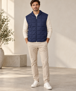 Parka sin Mangas Cuadros Azul