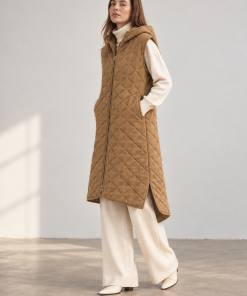 Parka sin Mangas Rombos Camel