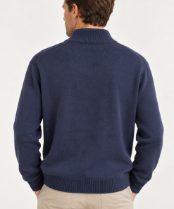 Alternative view of Sweater con Cierre con Cuello Bicolor Azul Marino