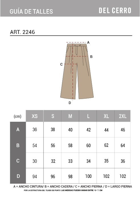 Tabla de medidas