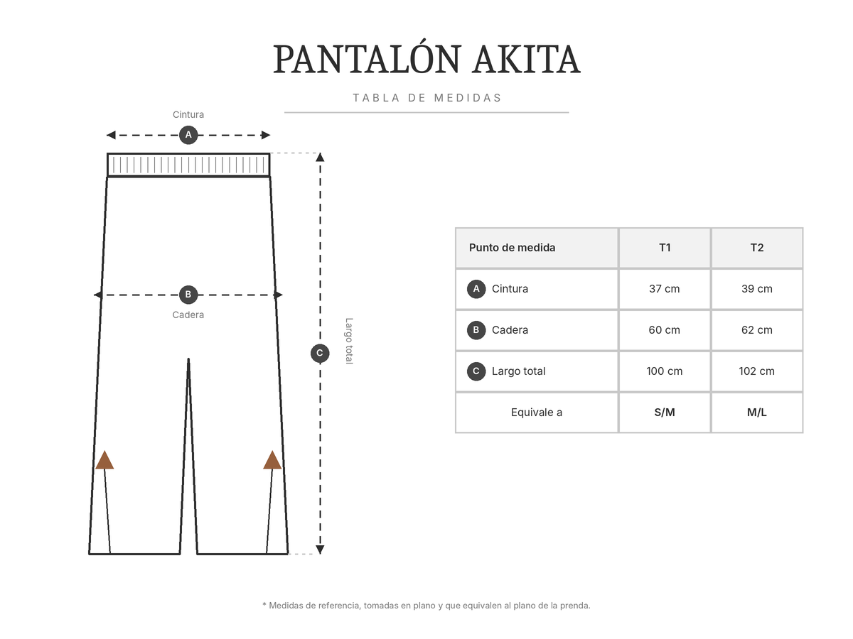 Tabla de medidas Pantalón Akita
