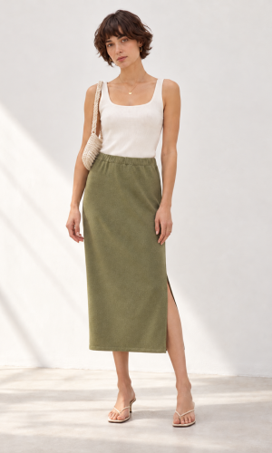 Falda Larga Verde Seco