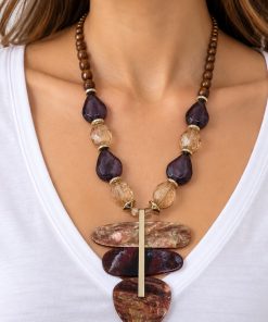 Collar Madera y Cristal Violeta - Cimarrona