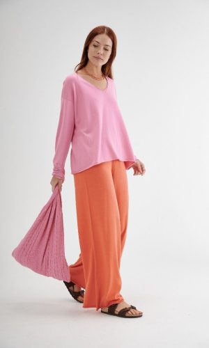 Alternative view of Cartera Tejida Trenzas Fucsia